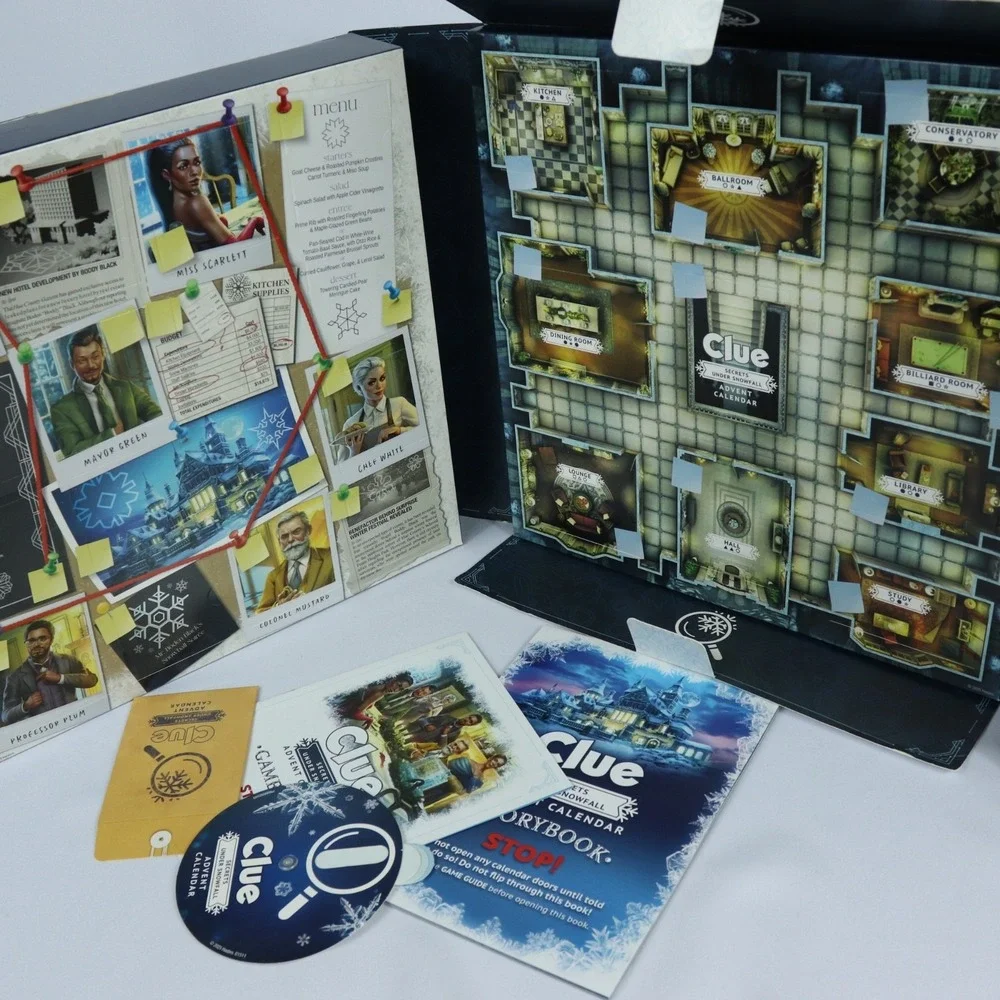 Clue Advent Calendar Secrets Under Snowfall 24 Days Family Mystery Game NEW READ